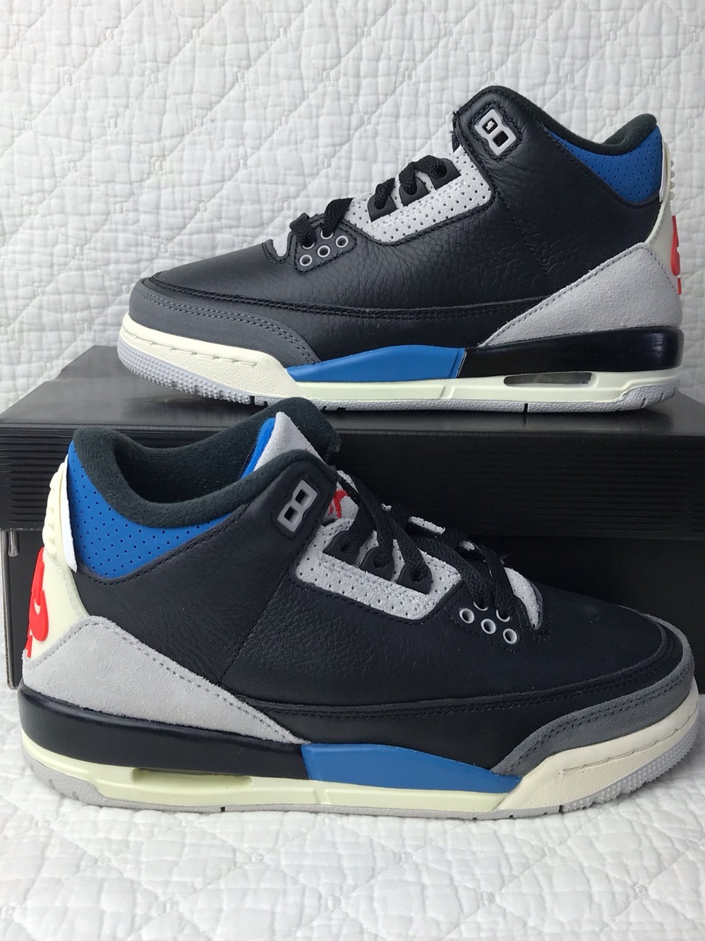 Nike Air Jordan 3 Retro OG (GS) Shoes Youth SZ 4Y Black Red Grey IB8968-004